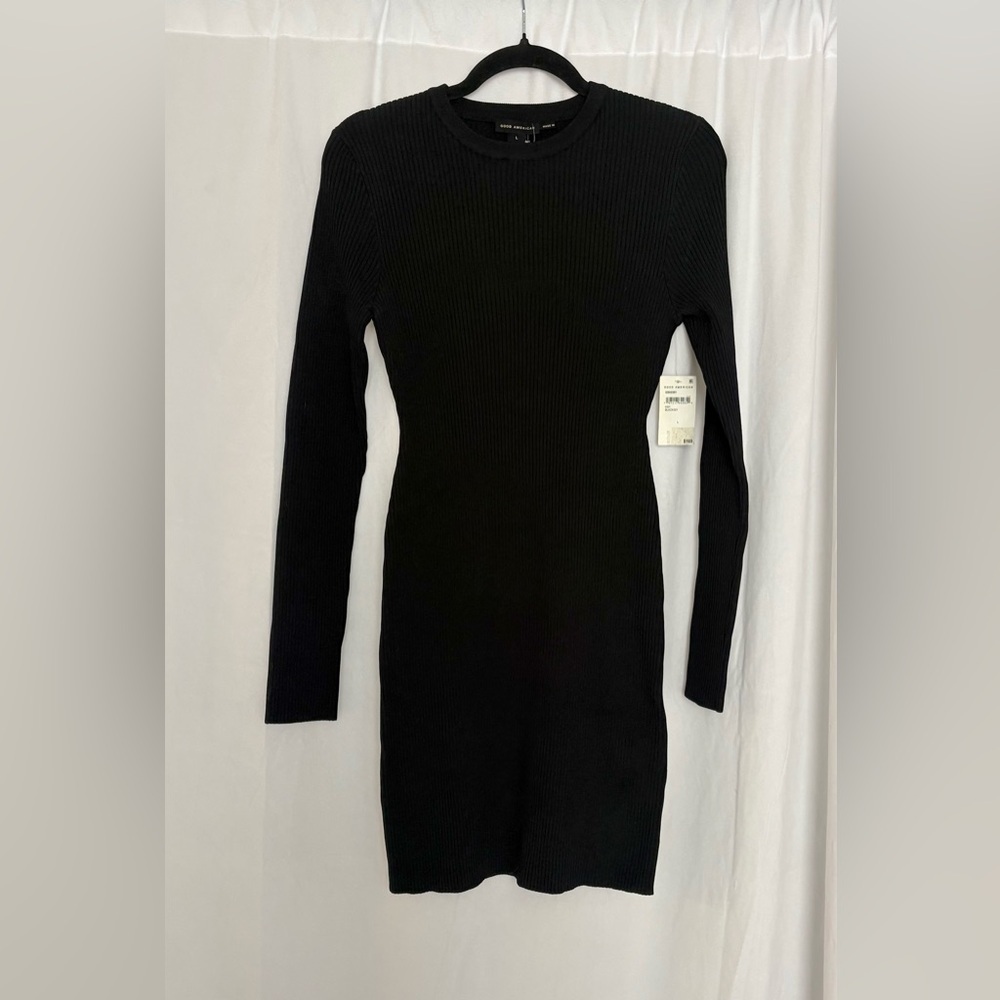 Good American Virgo Mini Dress Black Knit NWT Size L - Picture 3 of 8